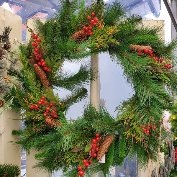 christmas-wreath-18-bells-pine-cones-evergreen-artificial-holly-days-nursery-garden-center-landscaping-2020